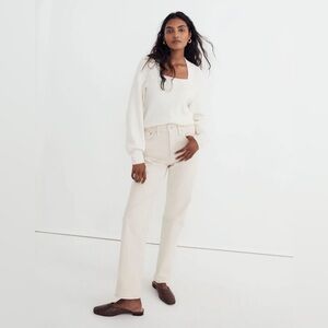 Madewell Melwood Square-Neck Rib Knit Pullover Sweater in Coziest Yarn